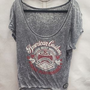 Affliction burn out style boat neck